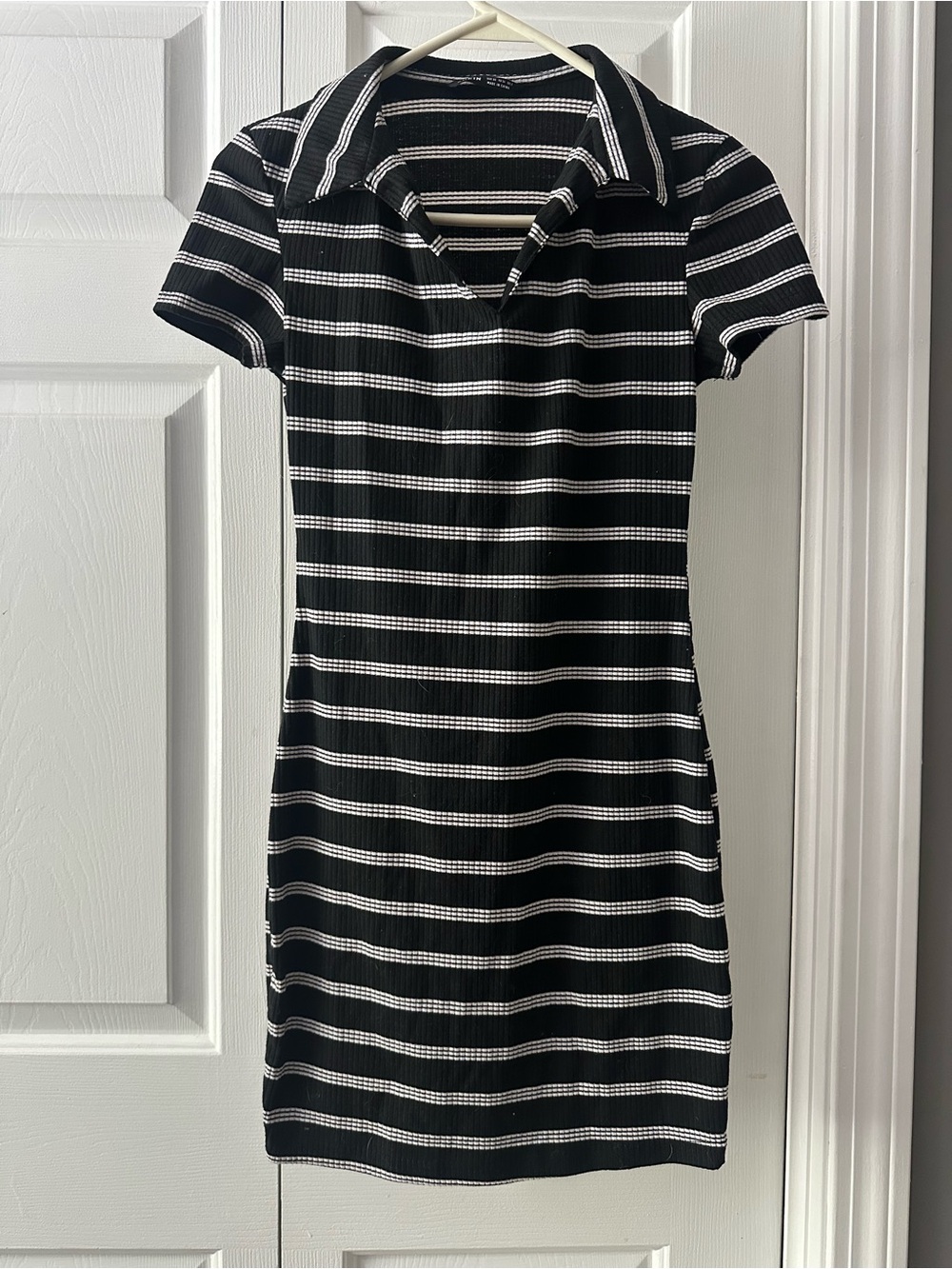 Classic Black & White Striped Polo Dress